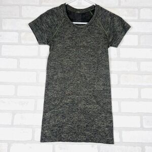 Lululemon Olive Green Heathered Swiftly Tech Short Sleeve Tunic Top Size 4